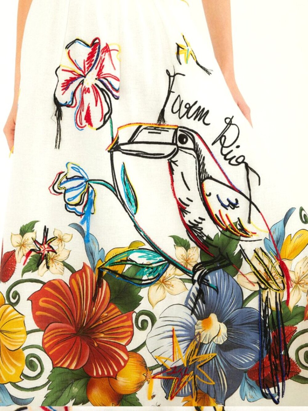 FARM Rio Off-White Tropi Embroidered Maxi Skirt - Picture 5 of 16